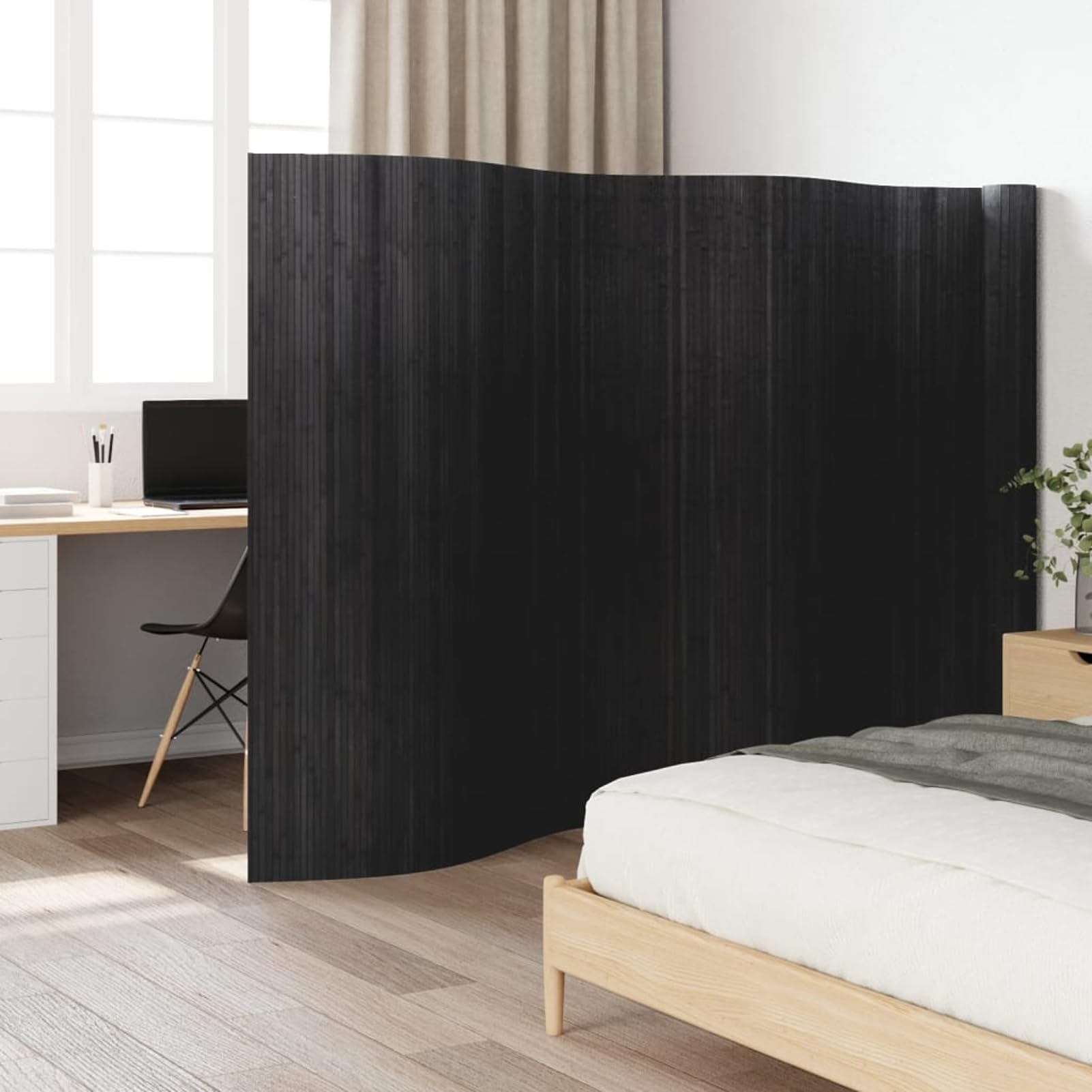 ATOMSTACK MAKER Biombo de bambú gris 800 x 165 cm – biombo enrollable y transpirable para salón, dormitorio y oficina, con protección UV, privacidad natural