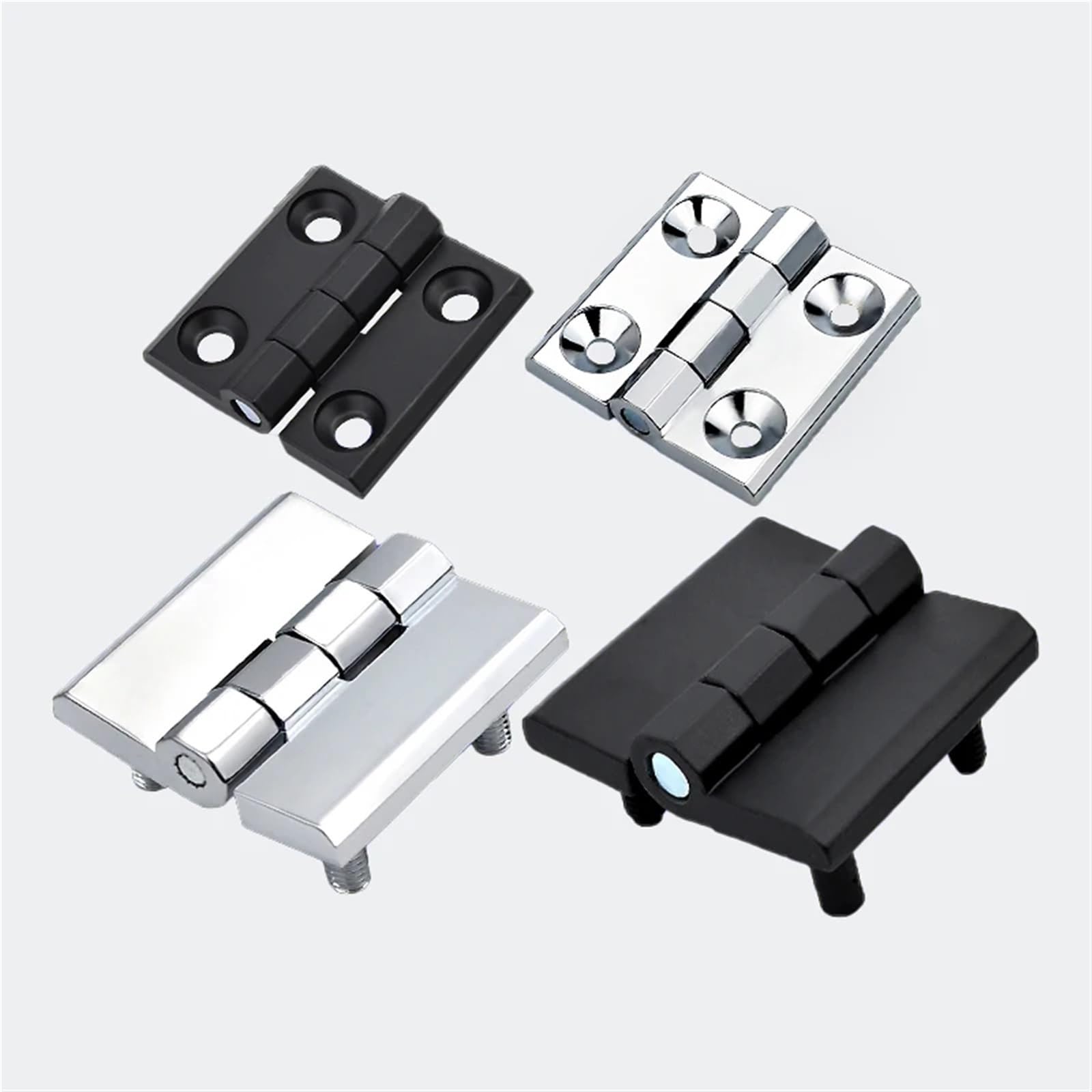 Charnière carrée pour boîte industrielle en alliage de zinc chrome avec goujon fixe