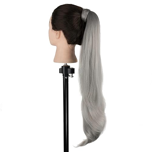 Miniatura 5 de IMISSU Extensión de cabello de cola de caballo flexible colas de caballo (gris)