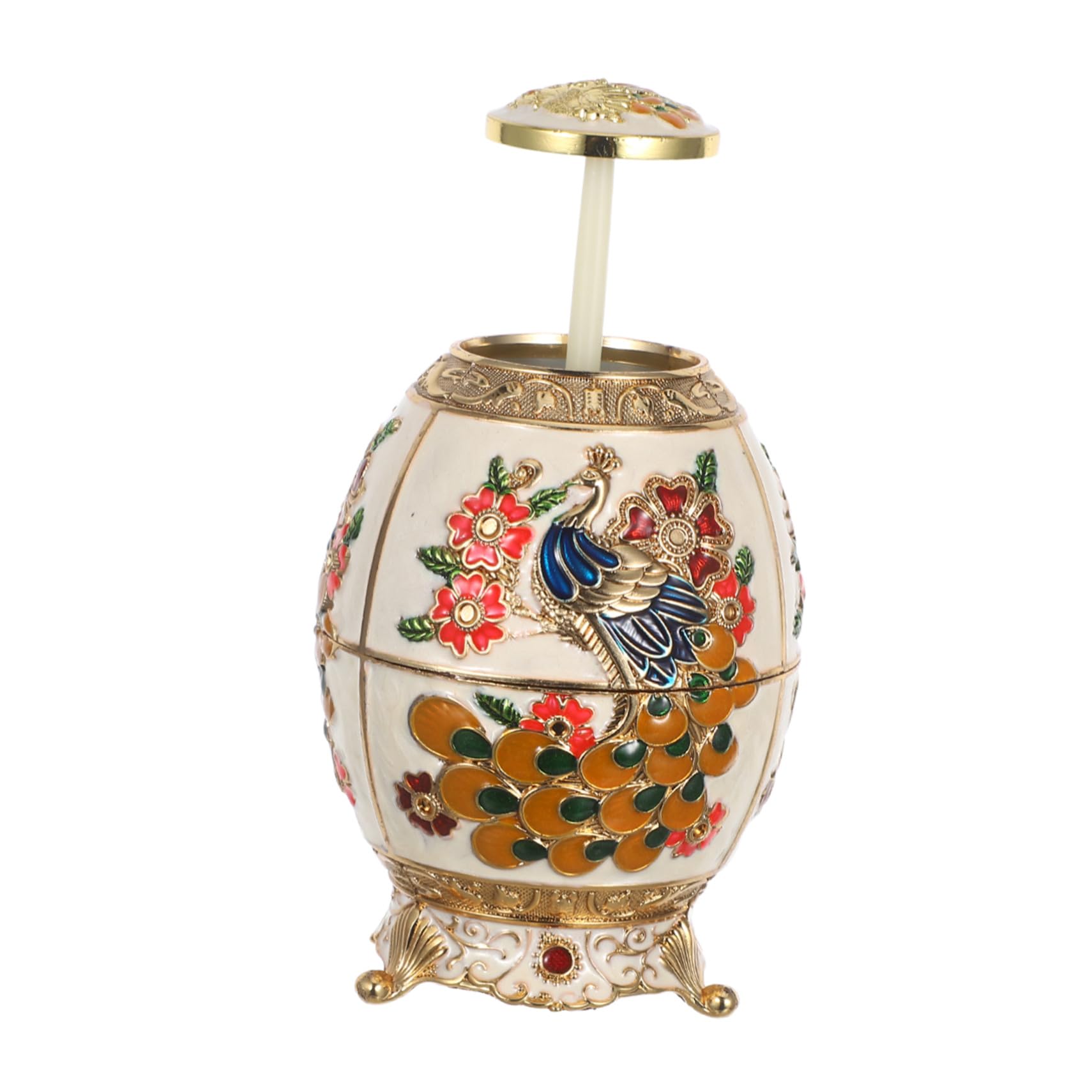 Boîte à cure-dents vintage pousseur automatique paon pour cuisine