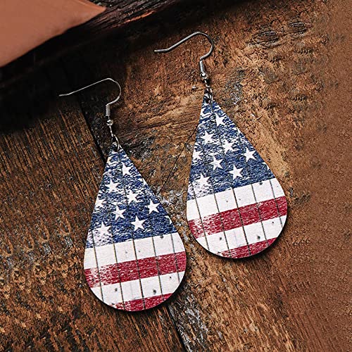 Dressy Earrings For Women Usa American Flag Dangle Interesting Drop And Sunflowers Shape Bohemian Earrings For Women Patriotic 4Th Of July Independence Day Gift Star Stripes Wooden (A, One Size) #TOP3