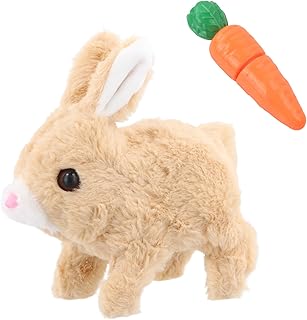 Bunny Toys, Cute Fabric Rabbit Toy with Carrot Toy, Rabbit Electric Toy, Easter Gifts for Kids (Yellow)