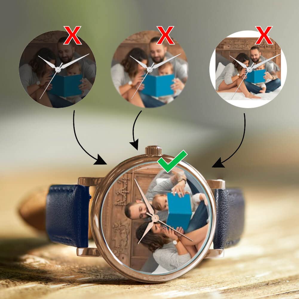 Regalos fotográficos Personalizados para Mujer, Pantalla analógica, Reloj con Movimiento de Cuarzo japonés con Caja de Oro Rosa, Reloj Grabado a Medida