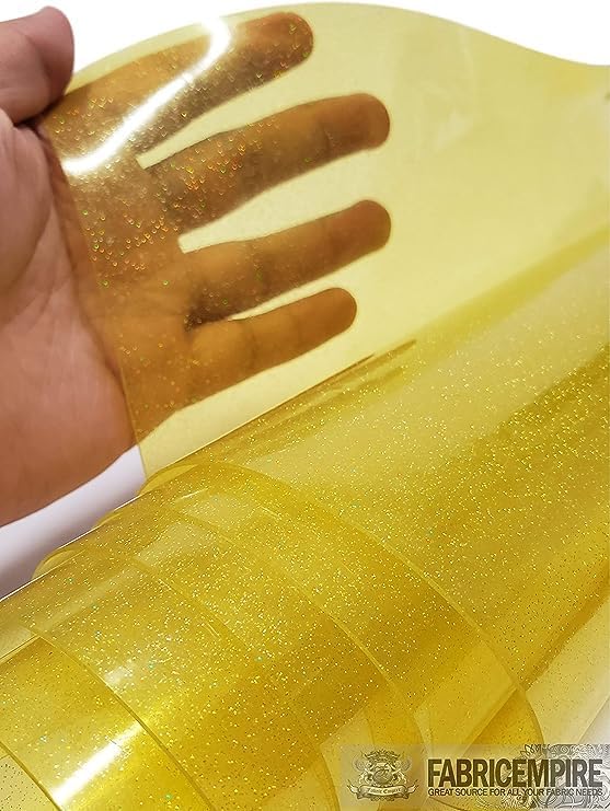 Miniatura 2 de The Yard - Tela de vinilo de plástico brillante transparente de calibre 12, 48 pulgadas de ancho, vendido por yarda, color amarillo