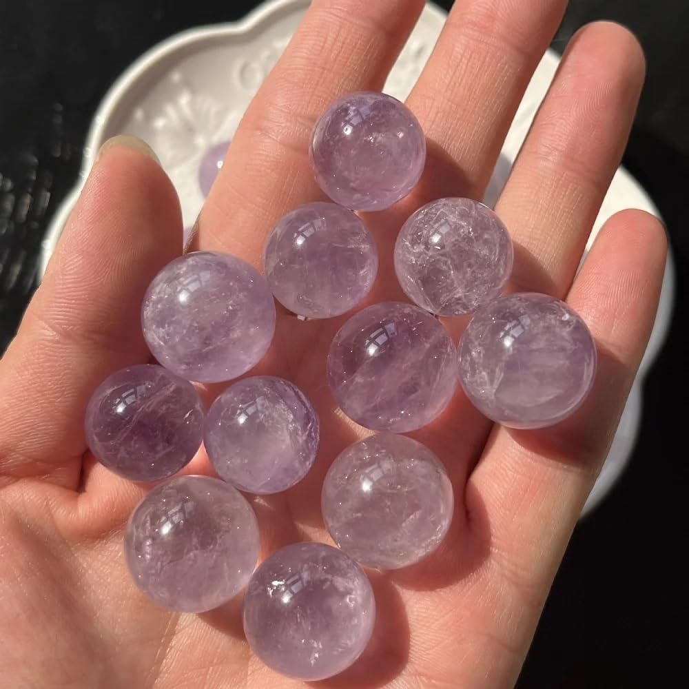 BKGWCSOR Decorative Ornaments Quartz Light Purple Amethyst Crystal Ball (Size : 5pc)