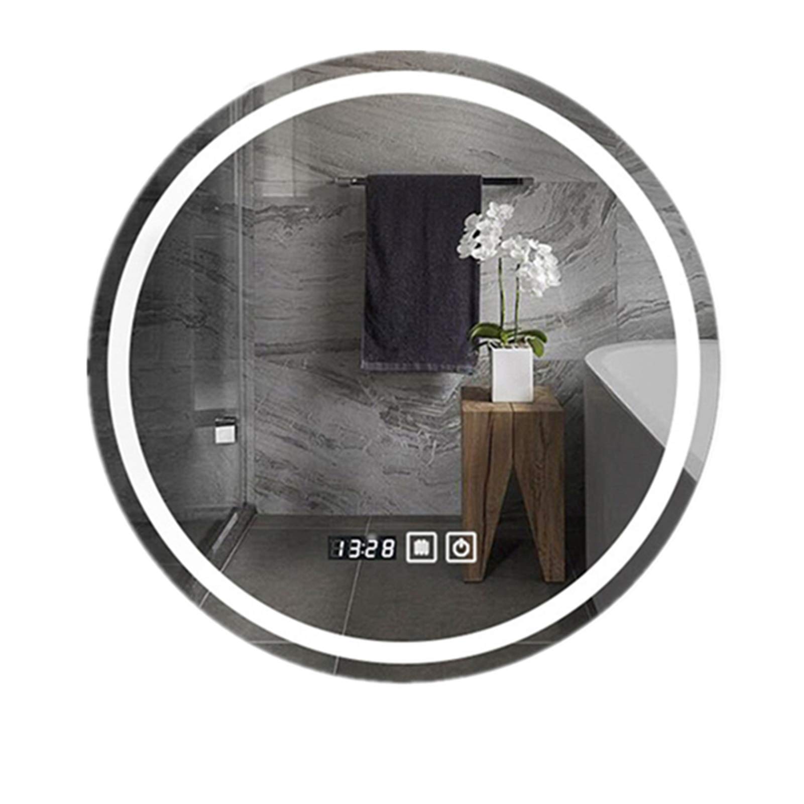 TYUHDUYUR Round LED Bathroom Vanity Mirror Bathroom Mirror with Lights for Wall Dimmable Circle LED Backlit Mirror 3 Color Adjustable