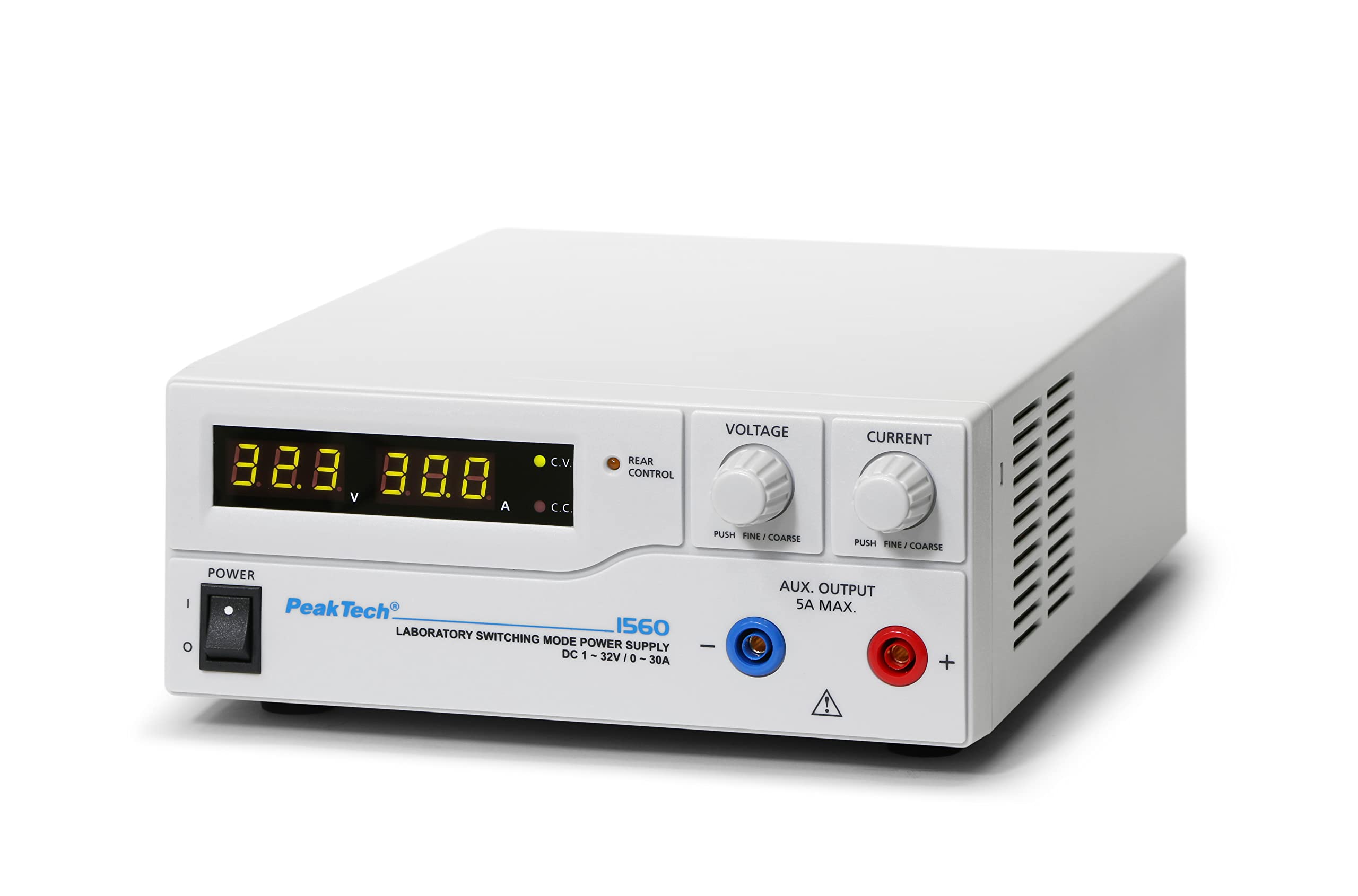 PeakTech 1560 – Generatore da laboratorio DC 1-32V/0-30A con display LED a 3 cifre, Alimentatori, 3 Preset registrabili, Protezione da sovraccarico - 200~240V AC