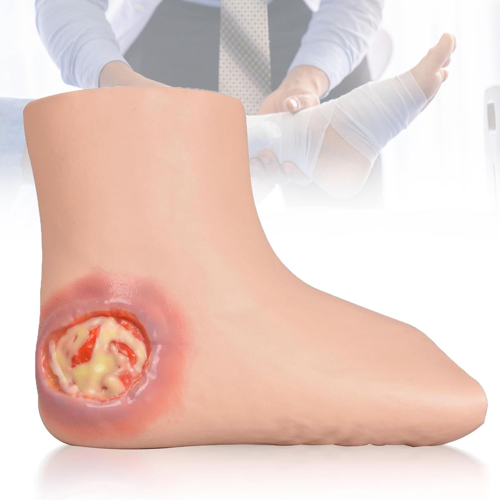 GNbow Foot Wound Model, Silicone Foot Wound Care Model, Foot Sleeve, Wearable Foot Wound Model for Decubitus Ulcer Care Practice and Demonstration, Teaching Practice