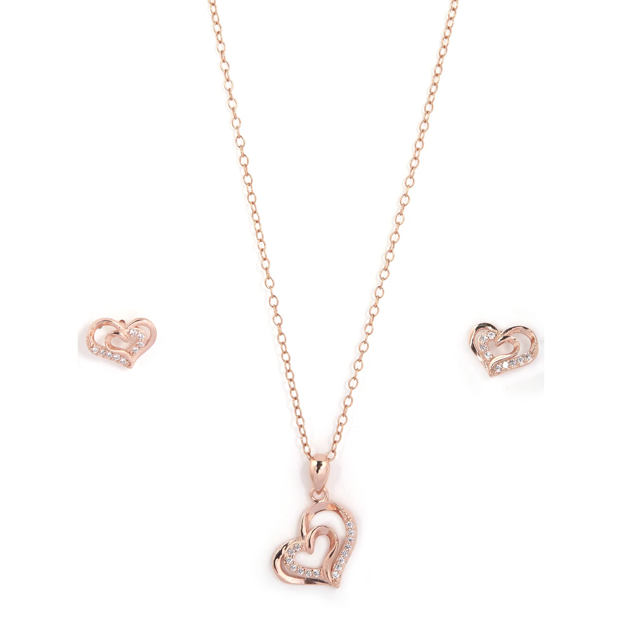 Zavya 925 Sterling Silver Jewellery Set Rose Gold-Plated Cubic Zicronia | With Certificate of Authenticity and 925 Hallmark (B0B1QLDKW5) Amazon Price History, Amazon Price Tracker