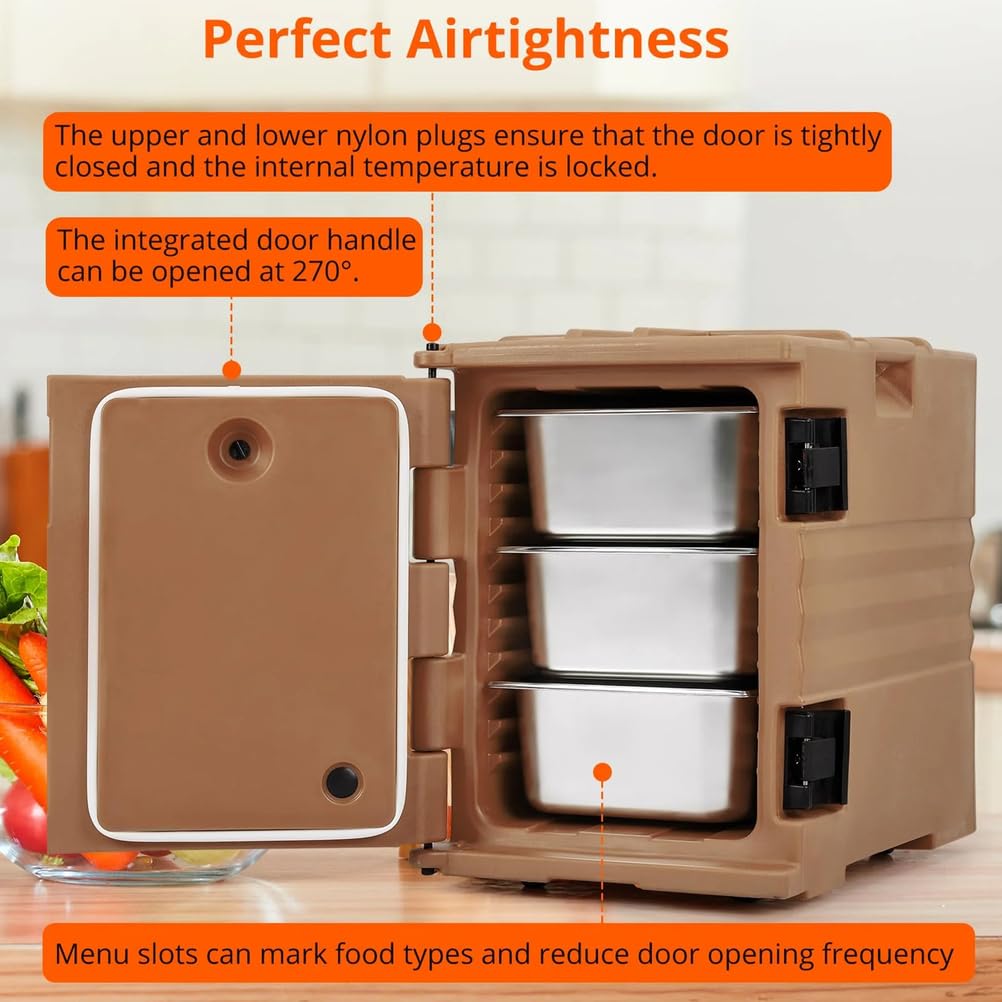 Contenitore termico termico per alimenti, 82 litri, con doppie fibbie e manici, mantiene temperature calde e fredde, ideale per catering, ristoranti, mense