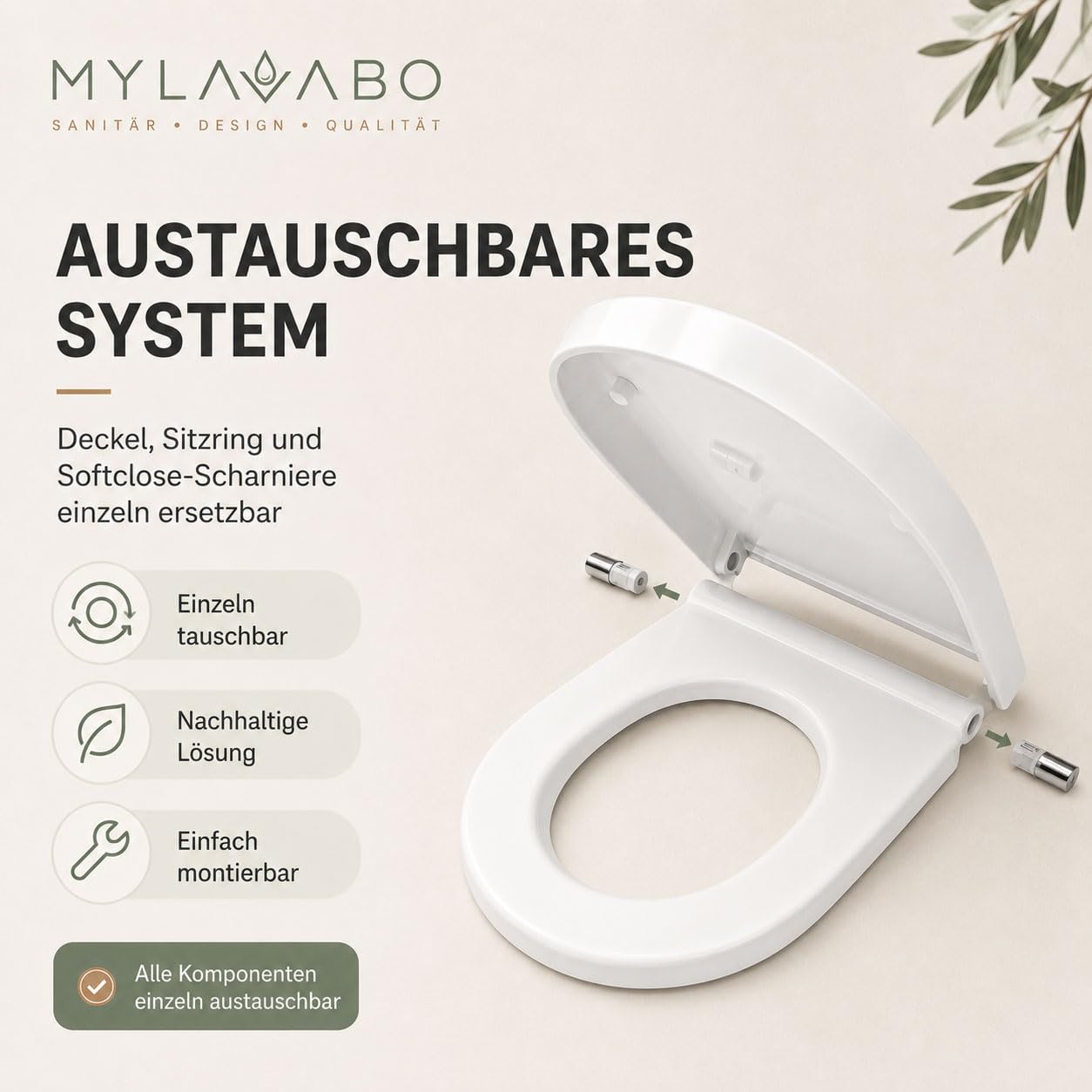 WC Sitz passend für Duravit Starck 2, mit Absenkautomatik Softclose, weiß, Toilettendeckel Klobrille hochwertiges Duroplast