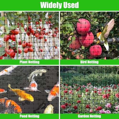 WEXFFU Vogelnetze Vogelschutznetz, 4 X 10m Schutznetz Garten Gemüsenetz mit 50 Stück Kabelbinder, Netz für Obstbäume Schützen Pflanzen Gemüse Obst Blumen Teichen