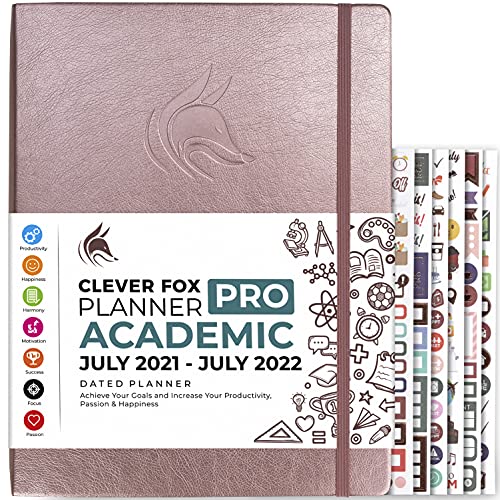 Clever Fox Academic Planner PRO July 2021-July 2022 â€“ Dated Weekly & Monthly Organizer to Boost Productivity, Stay Focused & Reach Goals â€“ Journal for Women & Men â€“ 8.5x11â€ Softcover (Rose Gold)