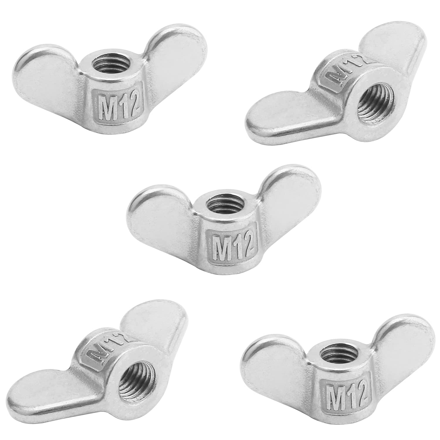 M8 Wing Nuts, 304 Stainless Steel Fasteners Parts Hurrican Screws Hand Twist Tighten Ear Butterfly Nut, 12pcs