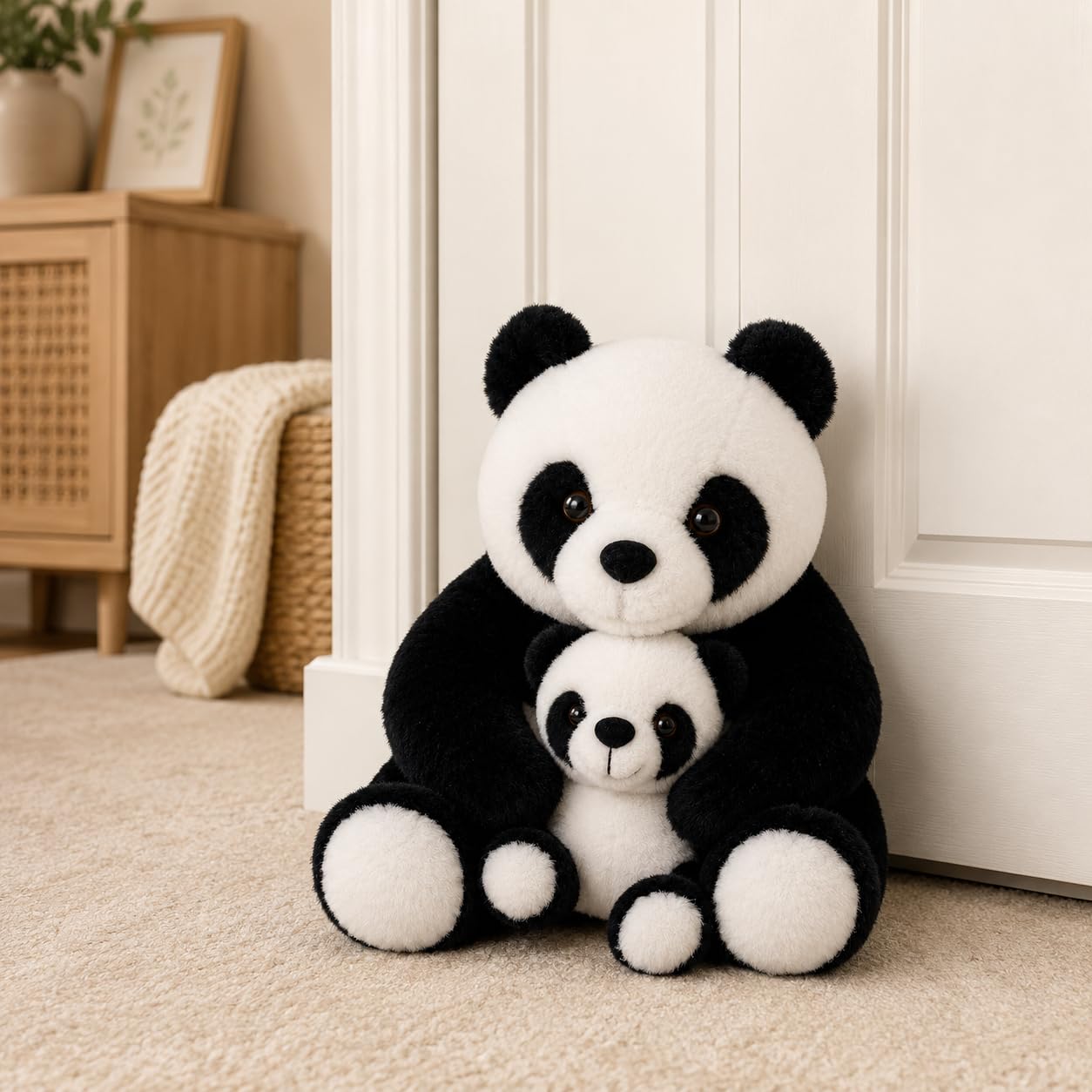 The Little Storage Company Brown Panda Bear Door Stopper, Weighted Fabric Stuffed Animal Doorstop, Decorative Interior Door Stop For Home, Office, Nursery & Bedroom Decor