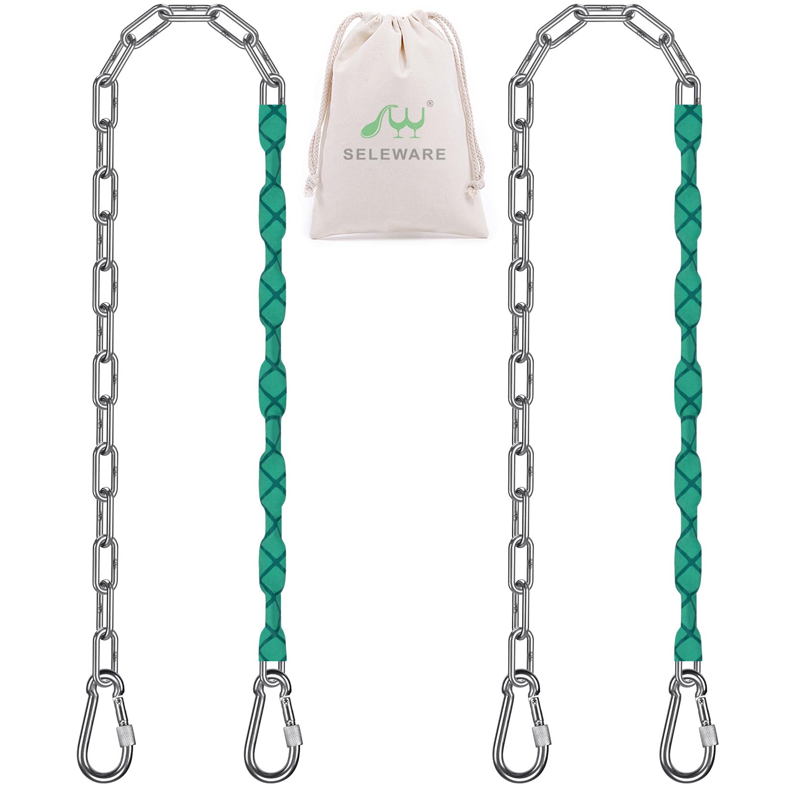 SELEWARE 2 Pcs 65" Heavy Duty Swing Chains Stainless Steel Hanging Chains