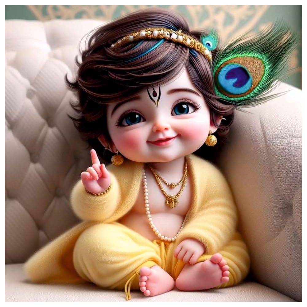 Vinyl Ar Creation Yellow Cute Baby Krishna Feather Wall Poster (K16_Poster_04) Living Room, Kids Room (Size -41 Cm X 41Cm) (B0D1XNL3NK) Amazon Price History, Amazon Price Tracker