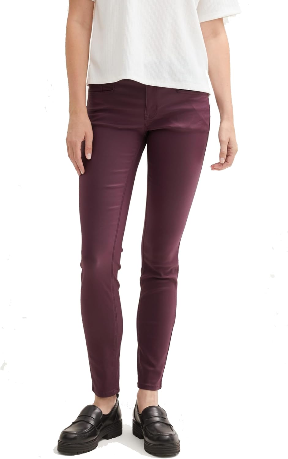 VERO MODA Women Coated Skinny Fit Jeans PU Faux Leather Pants High Waist Stretch Trousers VMSEVEN, Colour:Black, Size:L / 32L, Z - Länge L30/ 32/34/36/38:L32