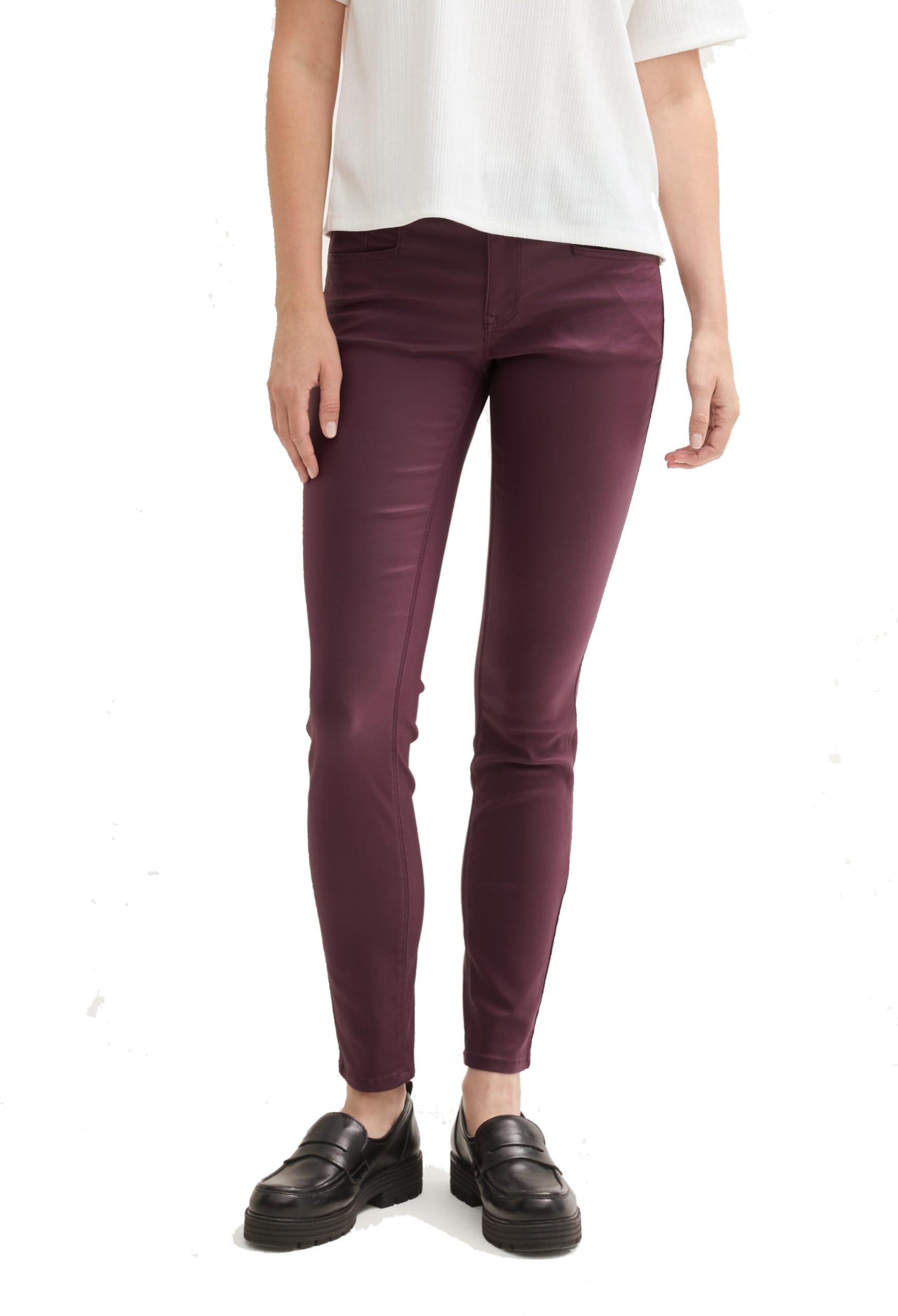 Tom Tailor Damen Coated TTALEXA Skinny Jeans in Leder-Optik 1043403
