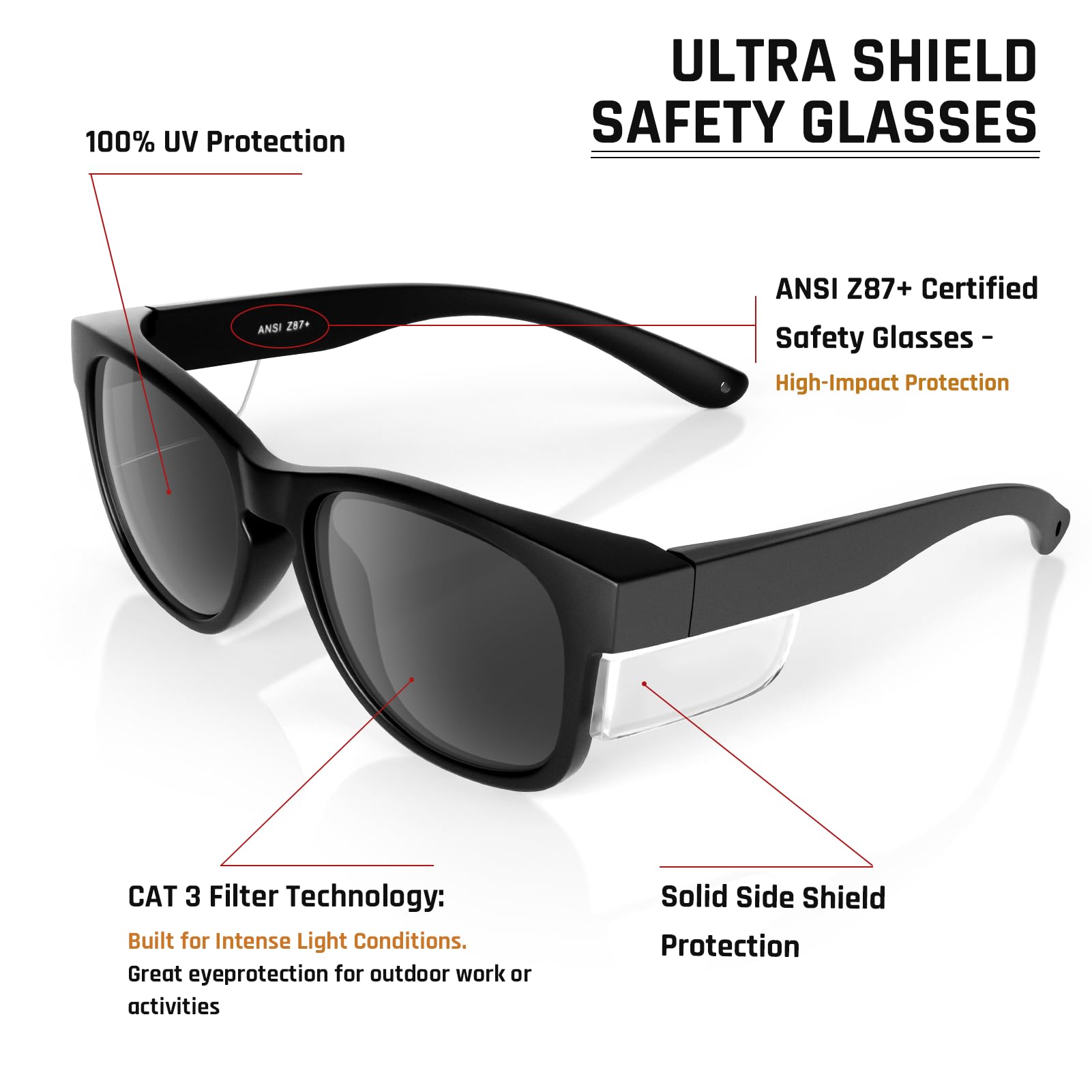 MORK&SUKY Schutzbrille mit Seitenschutz, ANSI Z87.1 zertifizierte Schutzbrille für Arbeit und Außenbereich.