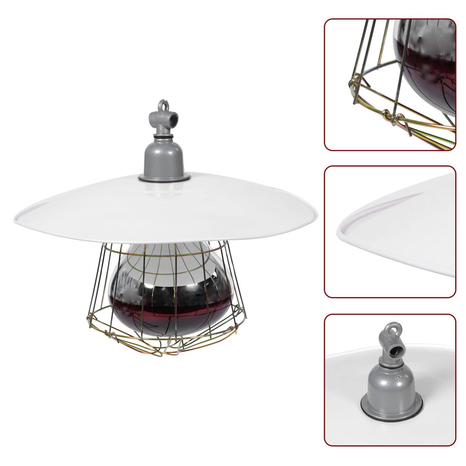 Hohopeti Heizlampe für Viehkäfige mit Metalllampenschirm, Weiß