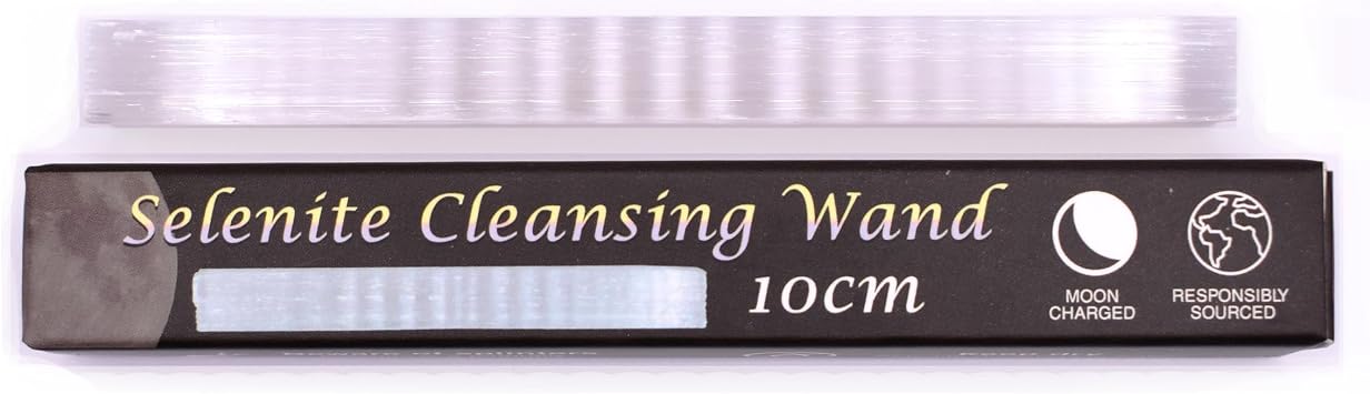 10cm Selenite Crystal Cleansing Wand in Gift Box. Ethically sourced, Natural raw Selenite Healing Crystal