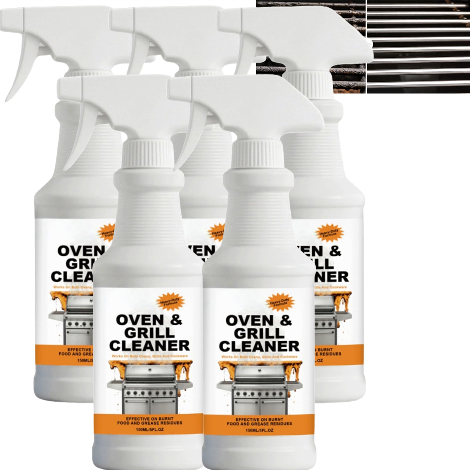 Spray per la pulizia del forno senza scrub, sgrassante per griglia per barbecue resistente, taglia il grasso al forno, scioglie il carbonio bruciato, detergente per schiuma senza scrub, (5 pezzi)