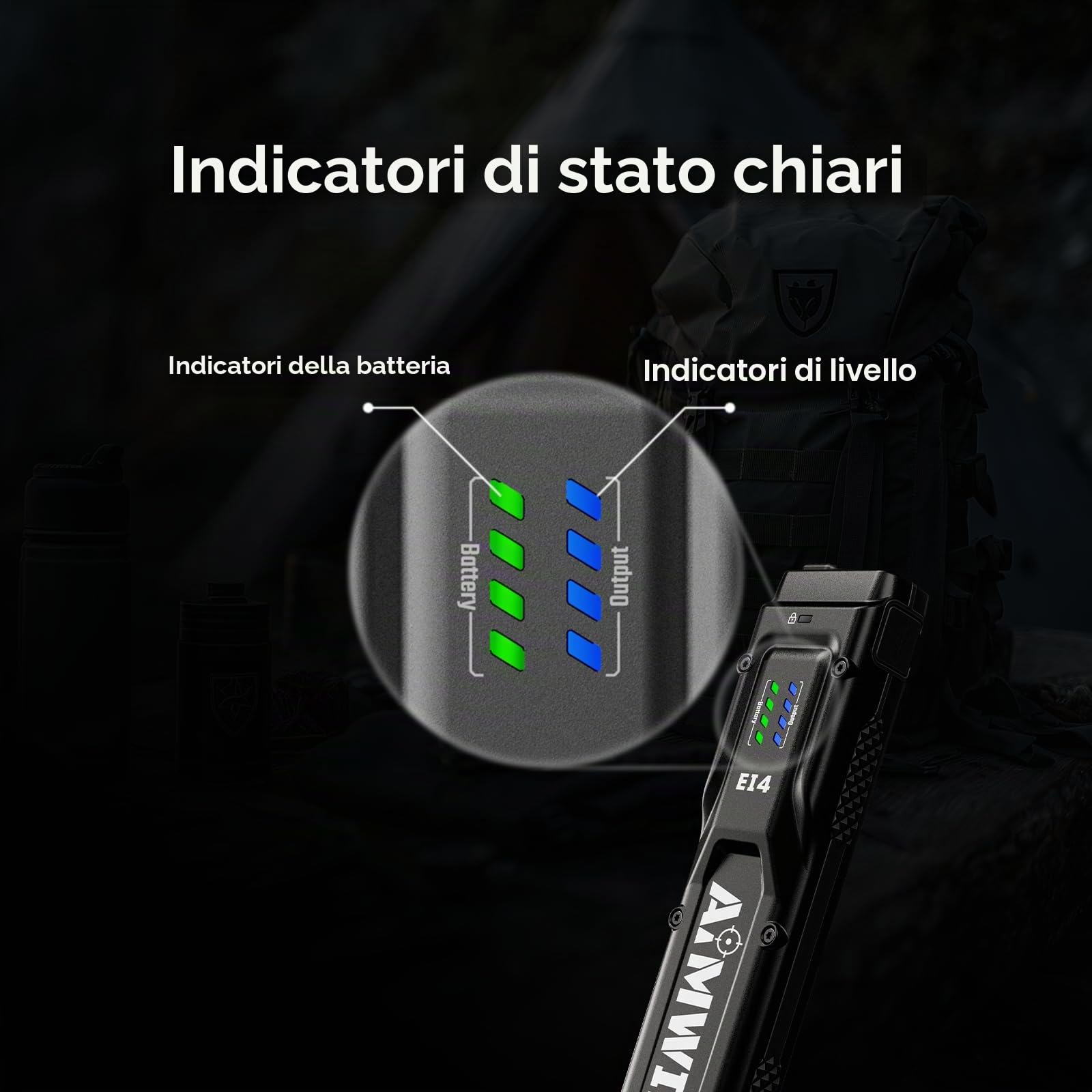 AIMWIN EI4 Torcia EDC LED Potente 3000 Lumen Torcia Ricaricabile USB C Portata 300m Torcia Tattica Piatta per Outdoor Campeggio Sicurezza Doppio Interruttore Posteriore Turbo Stroboscopio