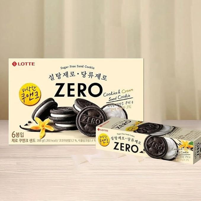 LOTTE Zero Sugar Galletas Sandwich Crema Sin Azúcar, Chocolate, 288g Pack de 2 miniatura 9