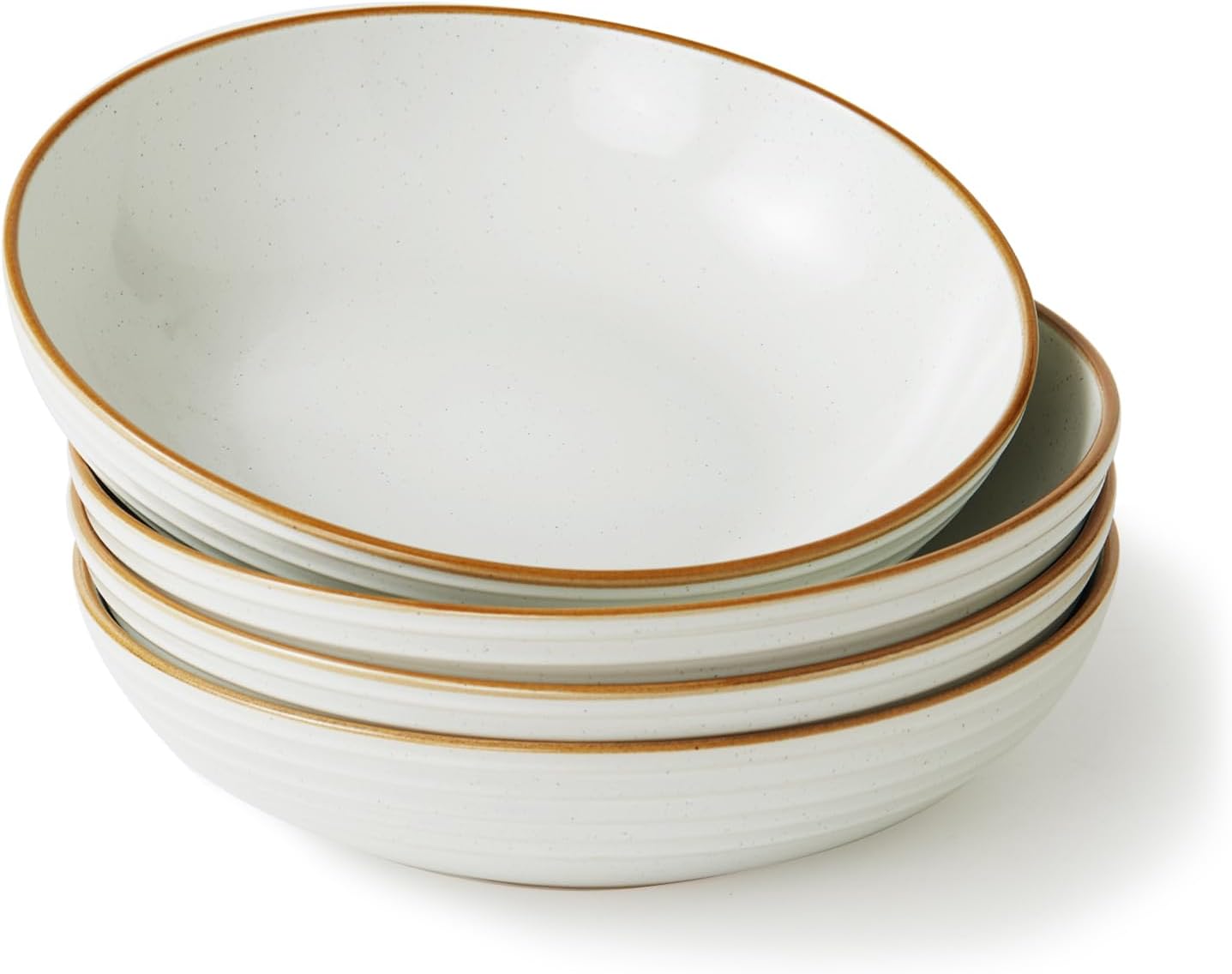 Richmount Jupiter Stoneware Pasta Bowls Set of 4, Salad/Cereal/Soup Bowl 22cm 887ml, Classic Bowl for All Pasta Dishes, Microwave and Dishwasher Safe, Serving Bowls Set of 4, White
