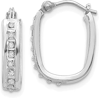 Brincos de argola articulados de ouro branco 14 k com diamante Fascination quadrado de argola conjunto de argolas de orelha joias finas para mulheres presentes para ela, Ouro branco Cristal Diamante, Diamante