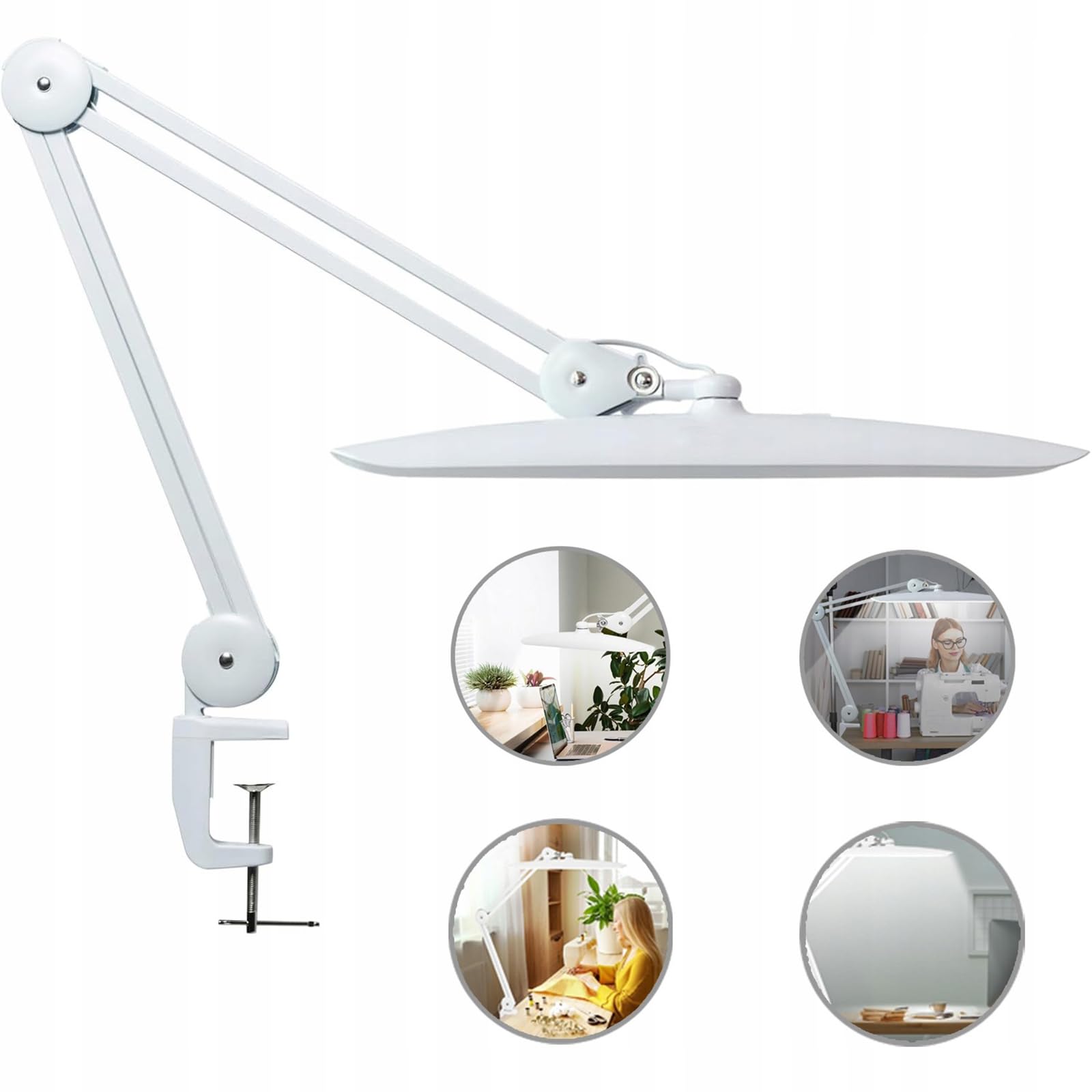Lampa Biurkowa Kosmetycznych Z Zaciskiem, ściemnialna Lampa Biurkowa Do Salonów Paznokciowych, Składana Lampa LED Do Czytania Z Regulowanym Ramieniem, Do Architekta Domu Biura Warsztatu Rzemiosła