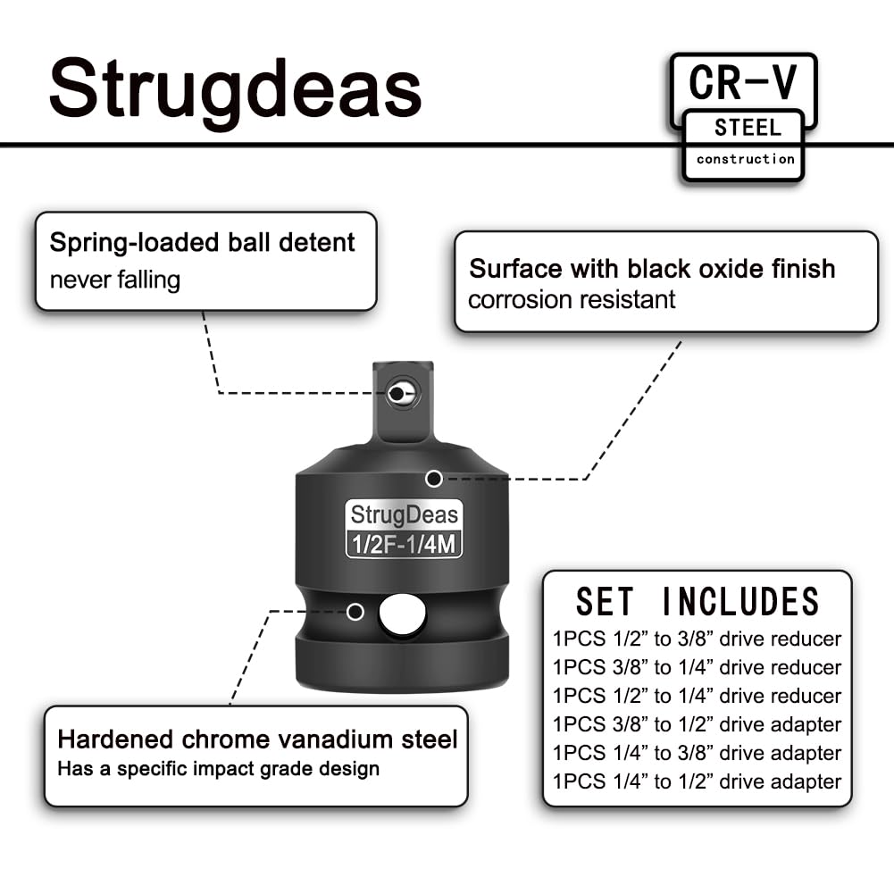 Steckschlüssel-Adapter-Set Mit 6 Teilen – Perfekter Ratschen-Verbinder Für Auto, Motorrad & Haushalt