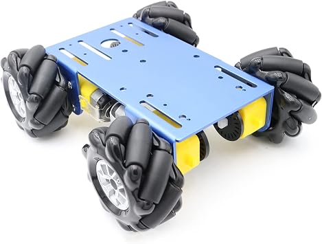 4WD Metal Smart Car Chassis, MC100 Remote Control Omnidirectional Wheel Robot Platform Car Kit with 60mm Mecanum Wheel & DC TT Motor for Arduino/Raspberry pi/Micobit, DIY Maker Learning Blue