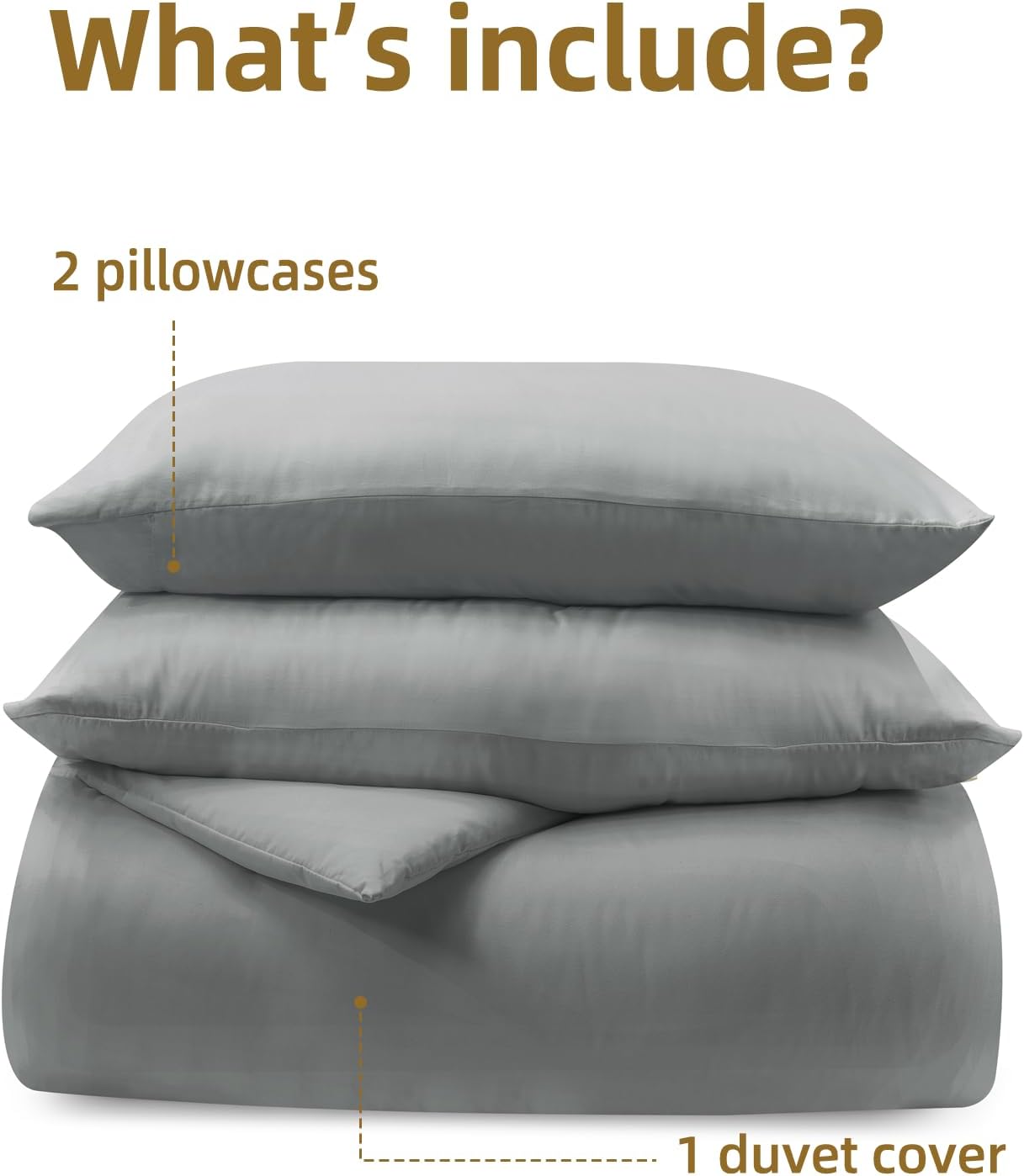 Cooling Queen Duvet Cover Set, 3-Piece - 100% Organic Bamboo Viscose - Silky Soft & Breathable Comforter Cover for Hot Sleepers & Sensitive Skin (Gray, 90"x90") - Image 7