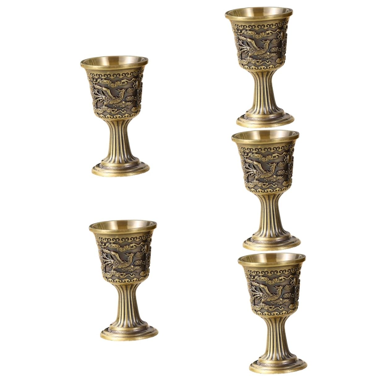Coupe à vin de goblet chinois vintage : le coffret de 5 pièces idéal pour offrir