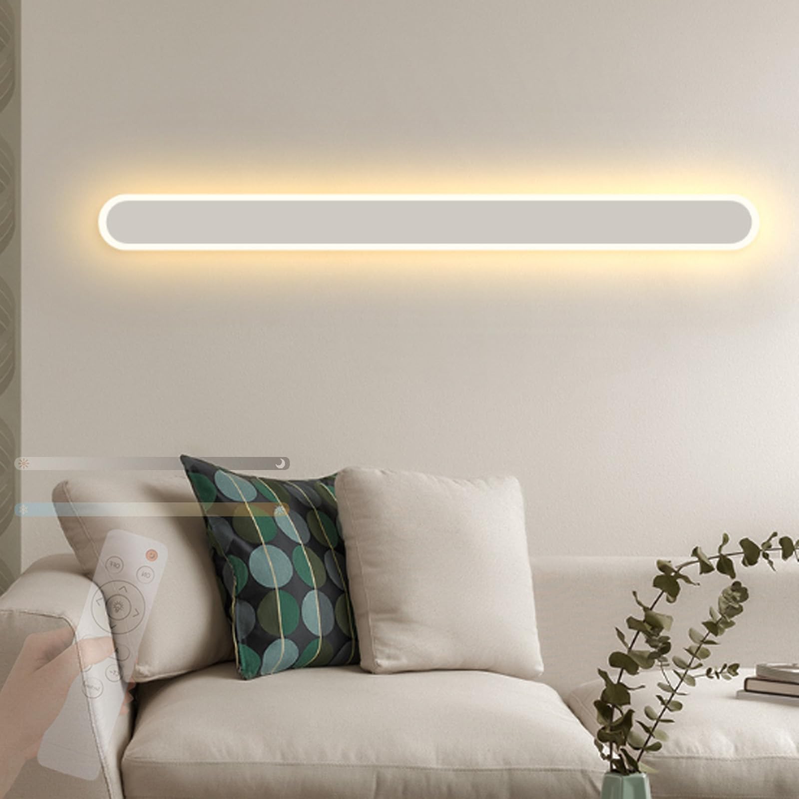 Lámpara de pared LED interior de 2700K-6500K regulable con mando aplique blanco de 40cm 8