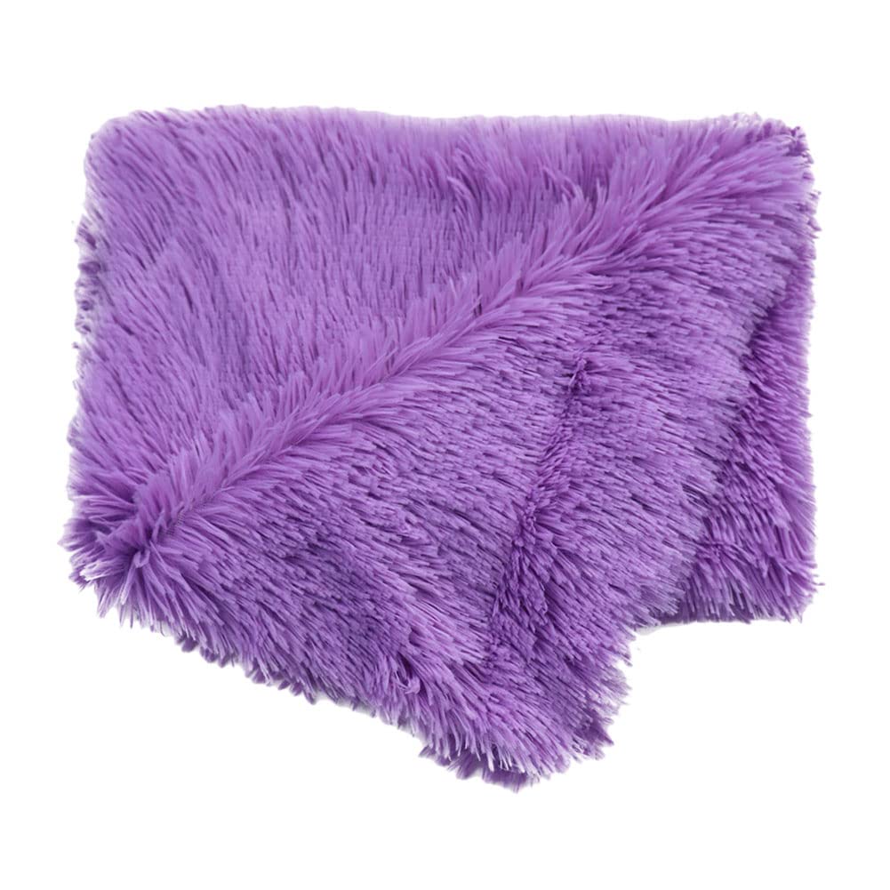 MISSMAO Fluffy Washable Dog Bed Soft Dog Crate Bed Mattress, Anti Anxiety Comfortable Dog Cushion Mats Cat Bed Blanket,Purple,L(100x75cm)