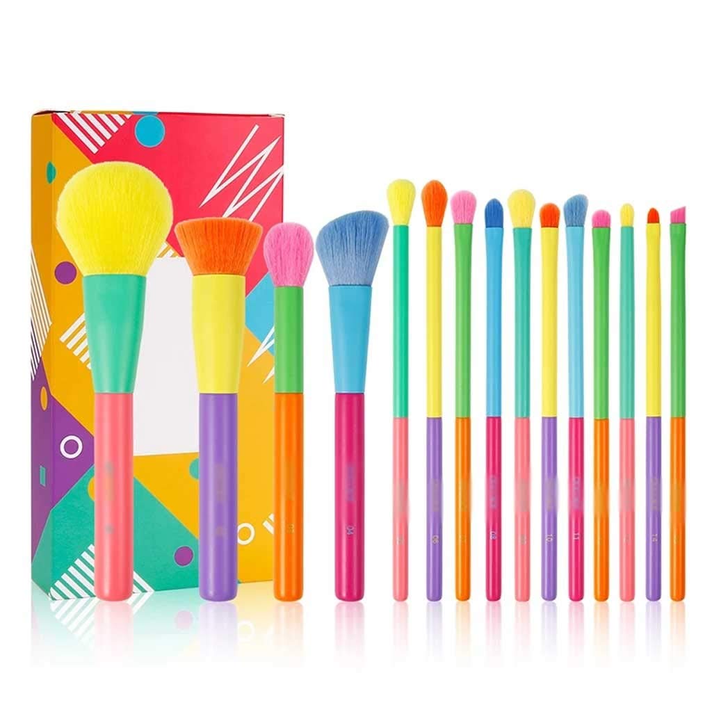 15 uds, brochas de Maquillaje, Base de Polvo Profesional, Sombra de Ojos, Juego de brochas de Maquillaje, Pelo sintético, brochas de Maquillaje Coloridas