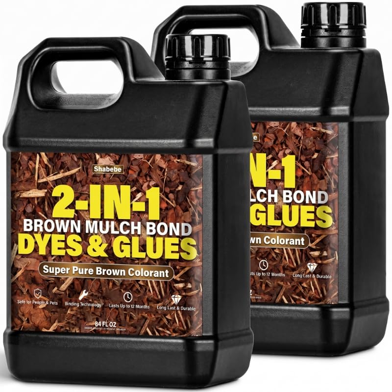 Mulch Bond - 1Gallon Brown Color 2-in-1 Mulch Dye & Glue for Landscaping, Super Strength Landscape Adhesive Landscape Lock, Fast-Dry, Non-Toxic, Mulch Binder...