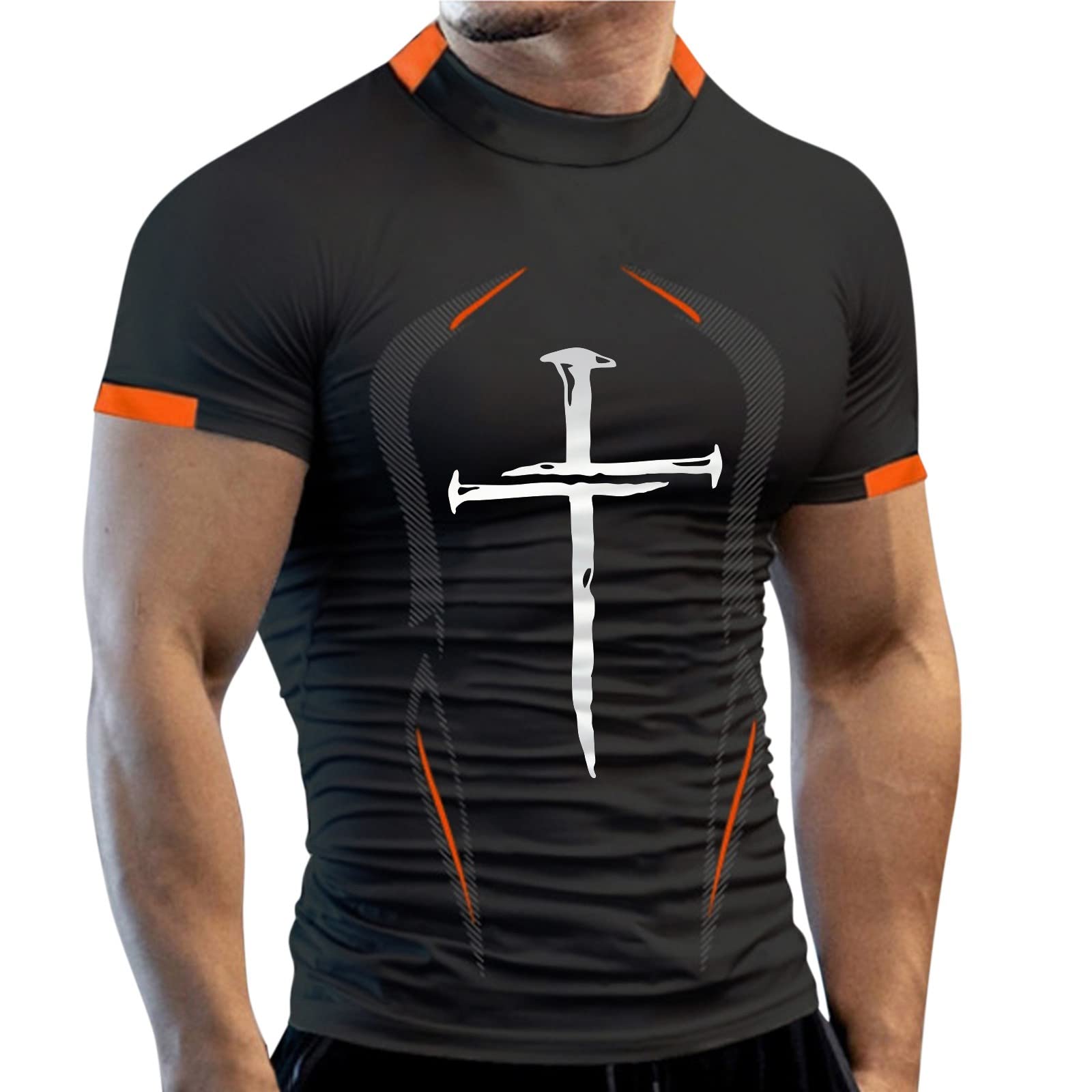 T-shirt De Sport Fonctionnel Pour Homme, Col Rond, Basique, T-shirt D'entraînement Léger Et Extensible, Maillot De Corps à Séchage Rapide, Vêtements De Sport Pour La Course à Pied, C Noir, M