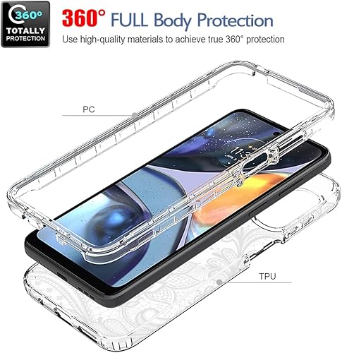 Miniatura 3 de Funda para Moto E32Moto E32SMoto G22 XT2231-2 con protector de pantalla de vidrio templado, bonito diseño de mandala transparente, funda protectora