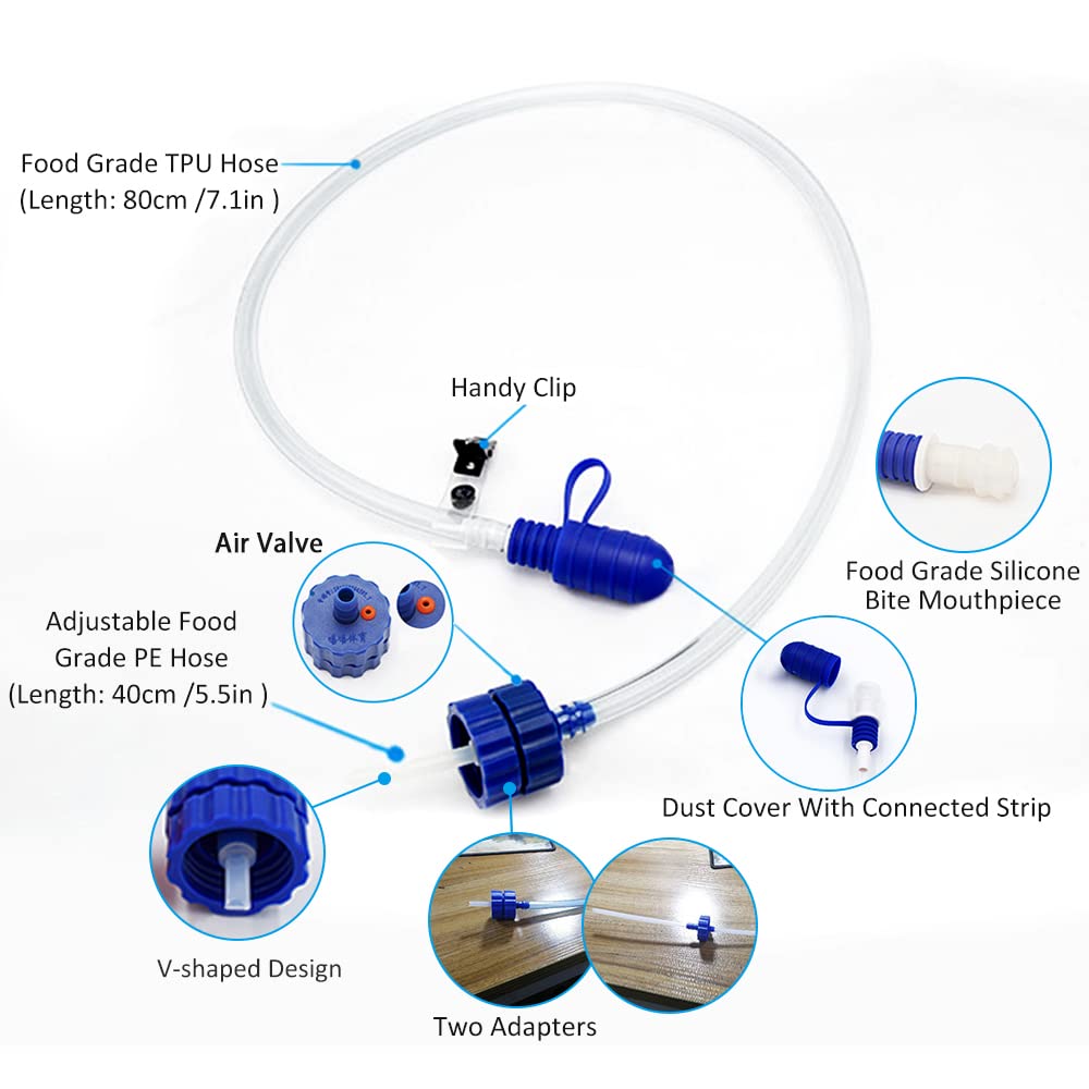 Tubo per Bere Bottiglia d'Acqua con Doppio Adattatore Sistema di idratazione Kit Tubo per Bere per Ciclismo Trekking Pesca Canottaggio Campeggio