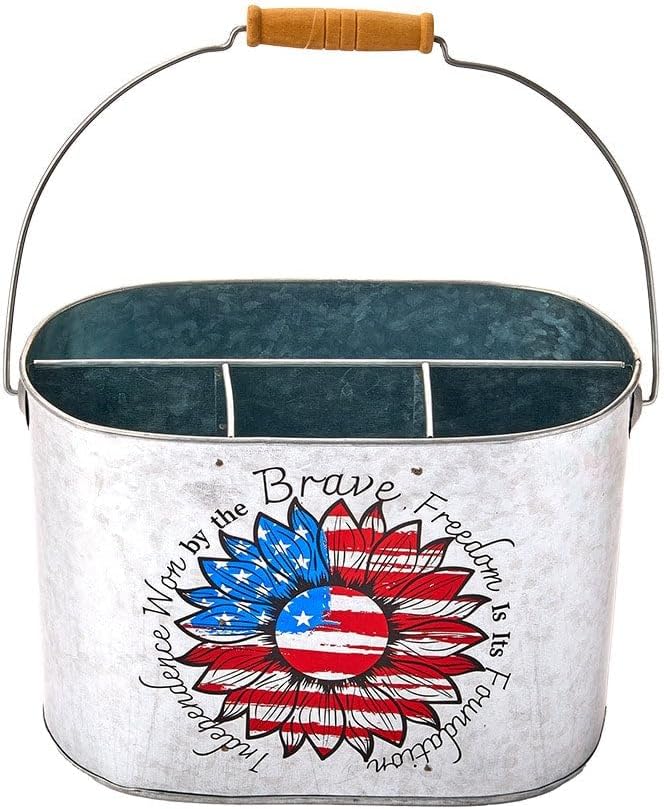 Patriotic American Metal Serving Utensil Caddy