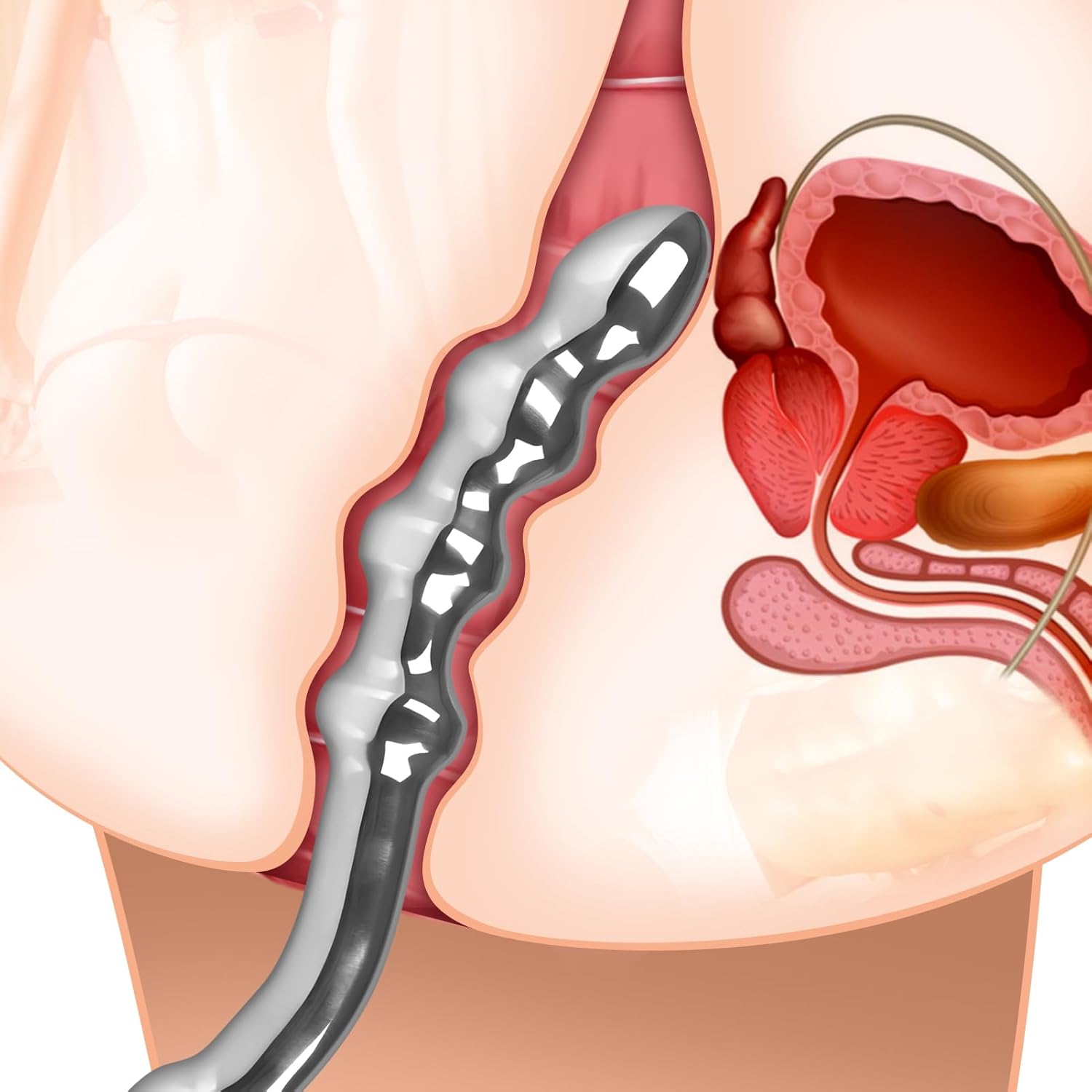 Sex Factory Metal Double Ended Dildo, Stainless Steel G-spot Massage Dildo Double Head Dildo Heavy Anal Bead Butt Plug Adult Sex Toys for Prostate Vaginal Stimulation