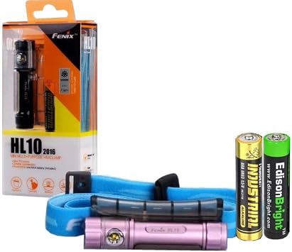 Fenix HL10 70 Lumen LED removable light Headlamp with Three EdisonBright AAA Alkaline batteries ... Lilac