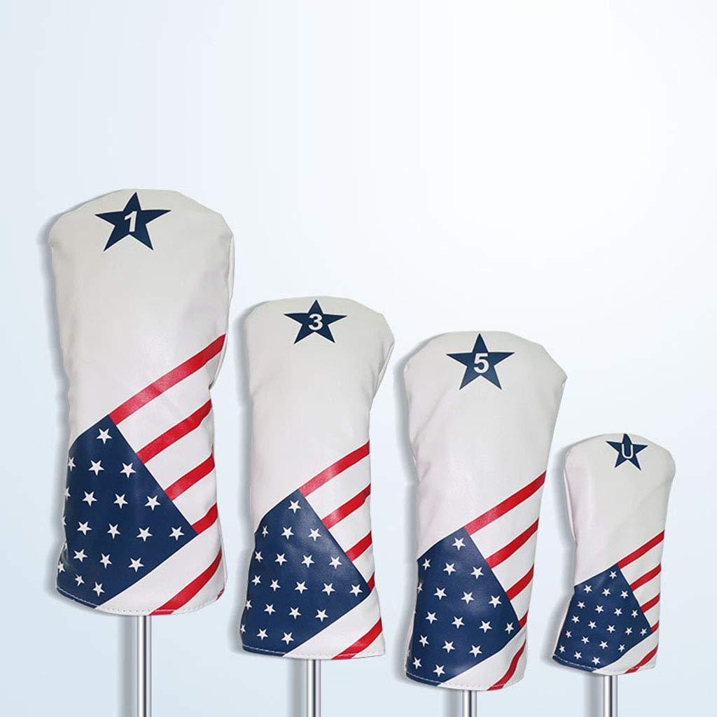 Perfeclan 4 Pièces/Ensemble Headcover Para Golf en PU -Bois Golf Hybride