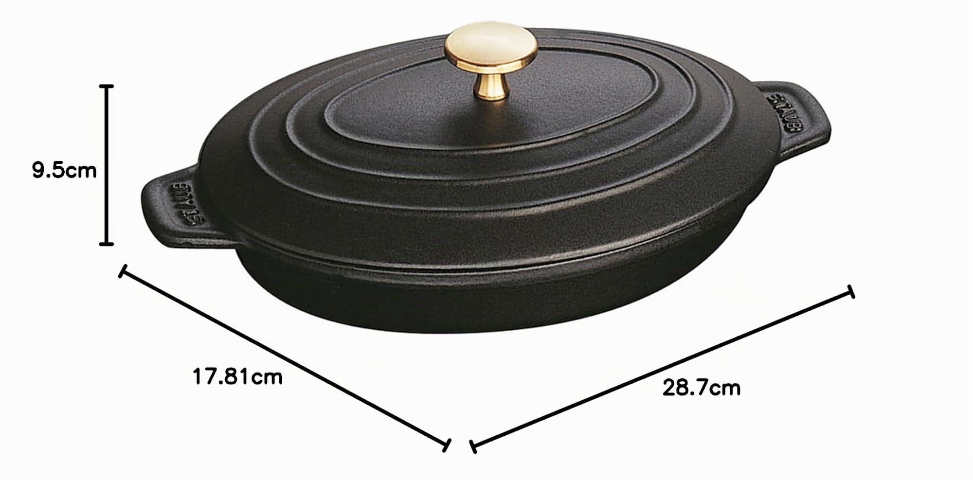 STAUB Teglia ovale coperta, ghisa, nero opaco, 9x16,8 cm
