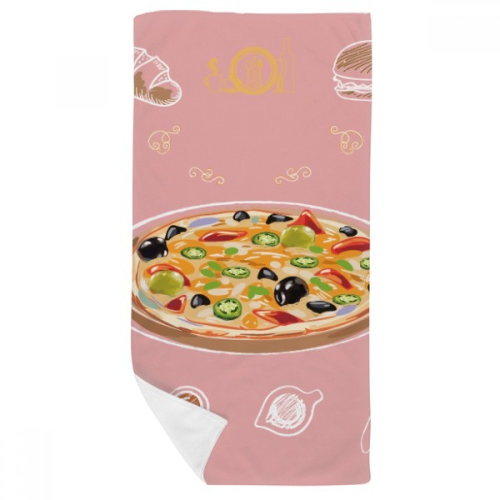 Serviette de bain pizza tomate pour le sport et la toilette des invités 35x70cm