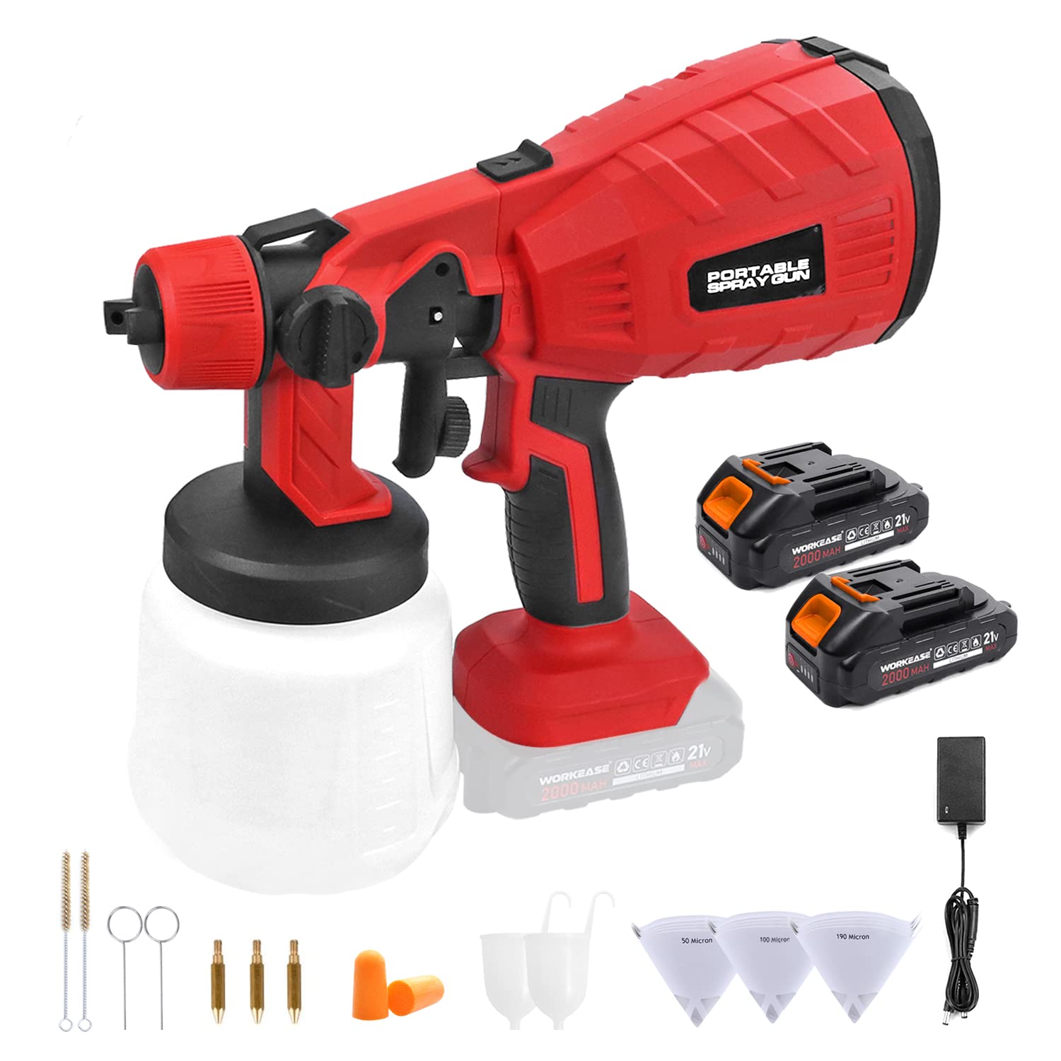 Buy Cordless Paint Sprayer, WORKEASE 21V HVLP Paint Spray with 3
